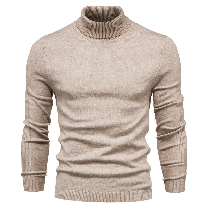 Herren Casual Unifarben Rollkragenpullover Dezente Farbtöne