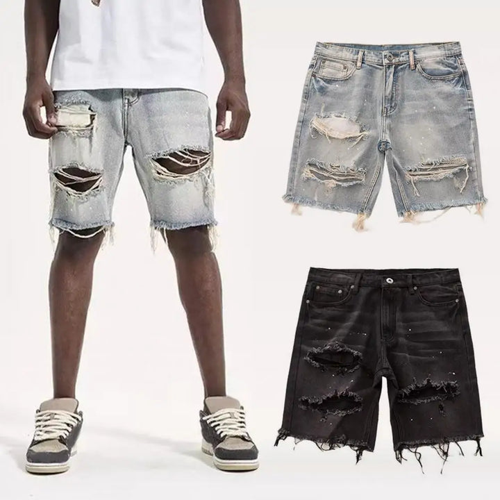 Alberto – Herren Ripped Denim-Shorts