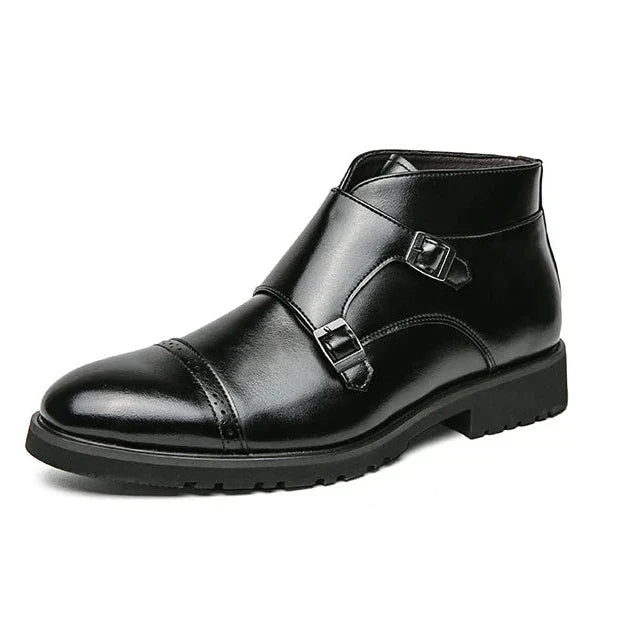 Darell | Leder-Doppelmonk-Stiefel mit Riemen